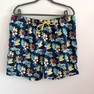 Tommy Bahama Relax Men’s XL Swim Trunks Blue Floral Hawaiian Lined Beach Shorts